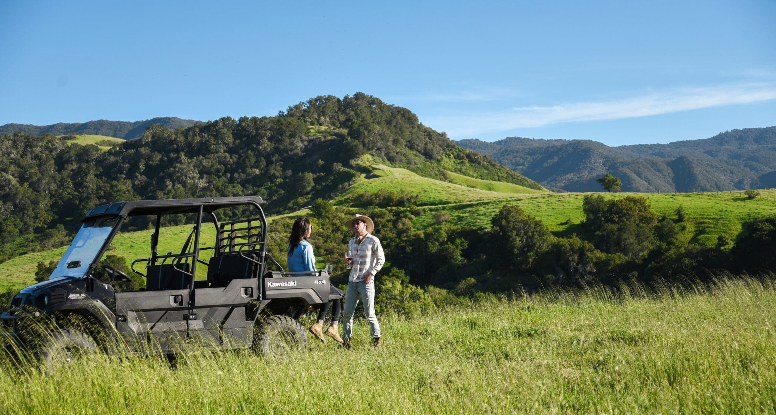 UTV at Ranch with rolling hills.