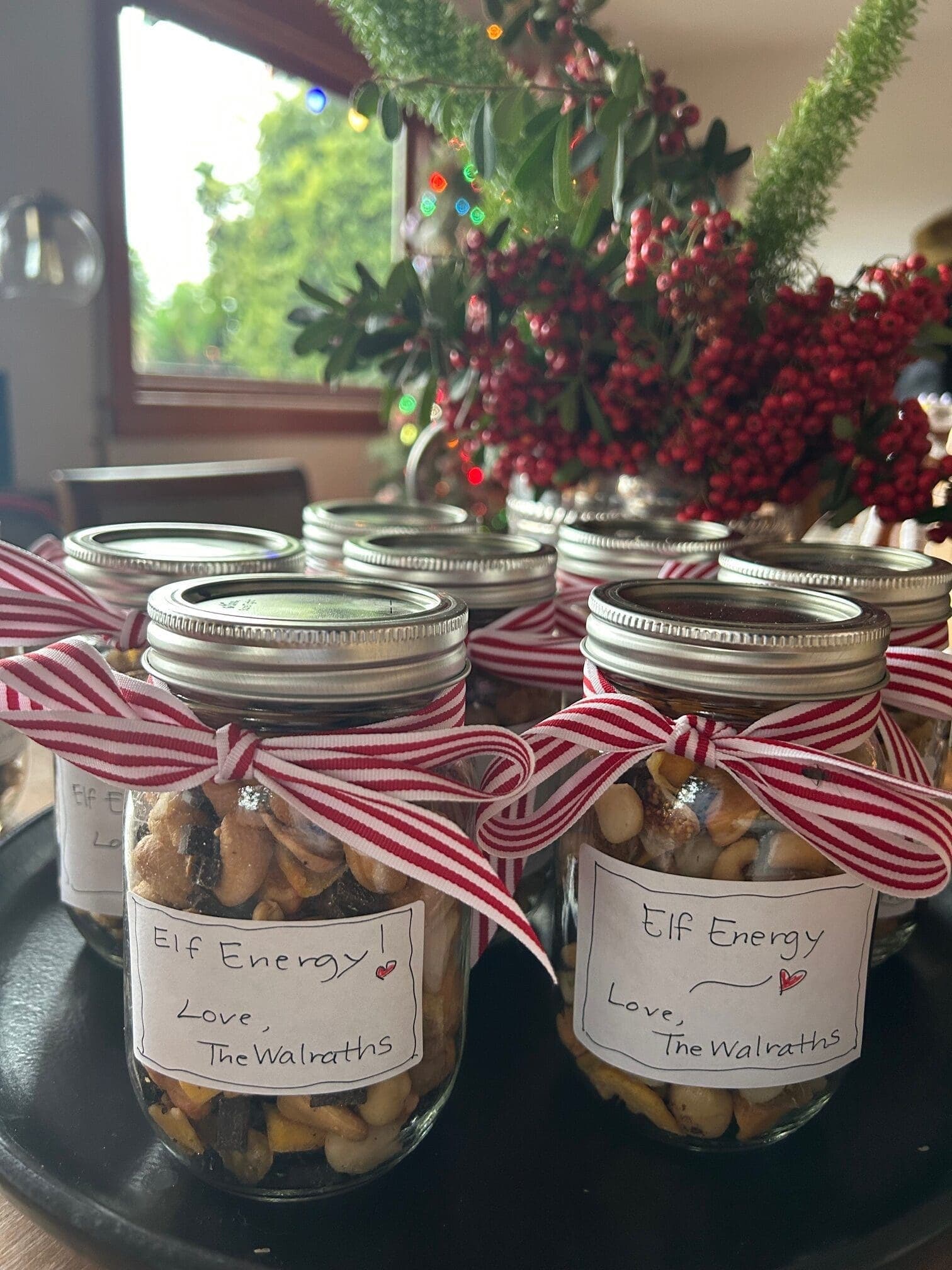 trail mix in glass jars