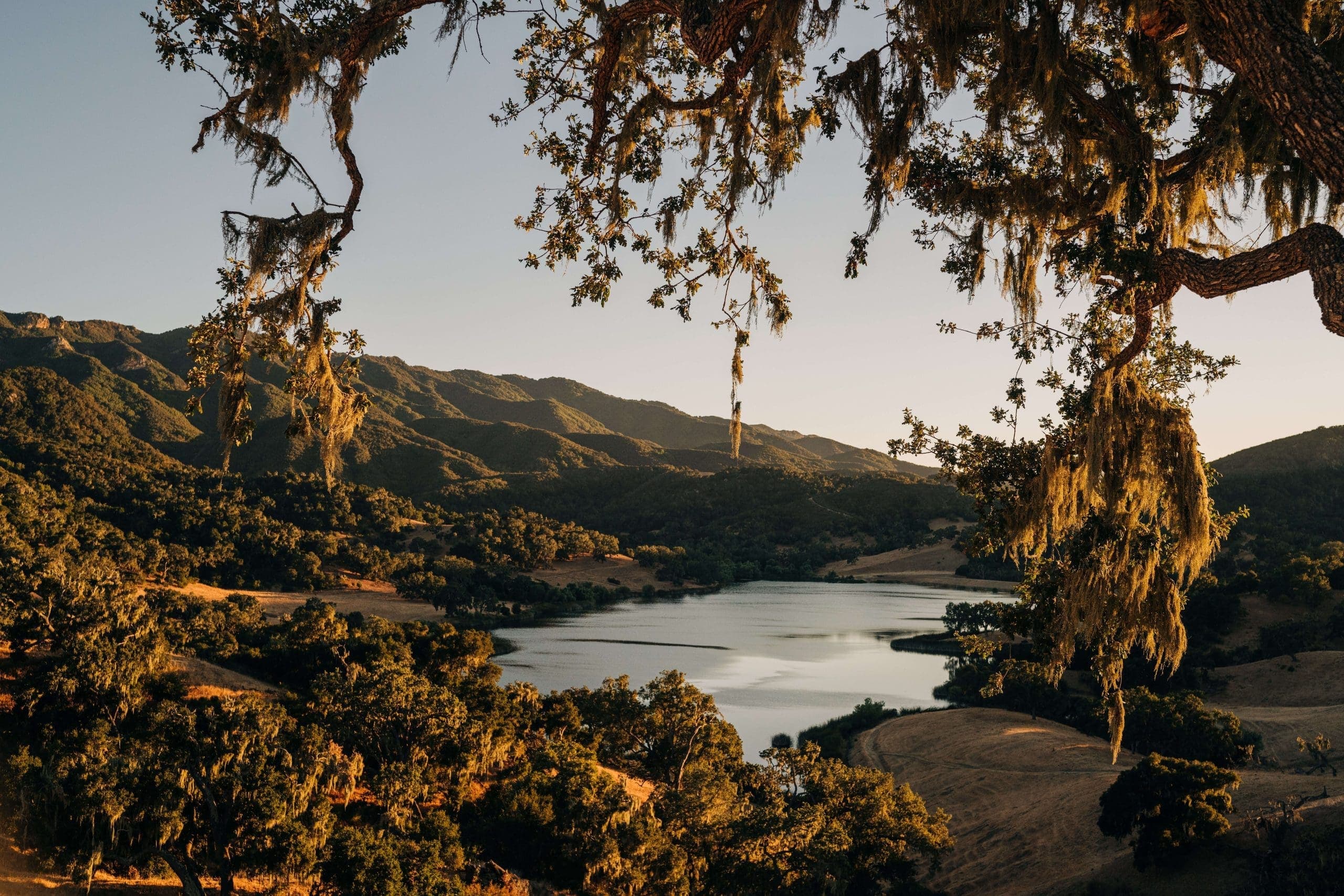 view of lake and hills