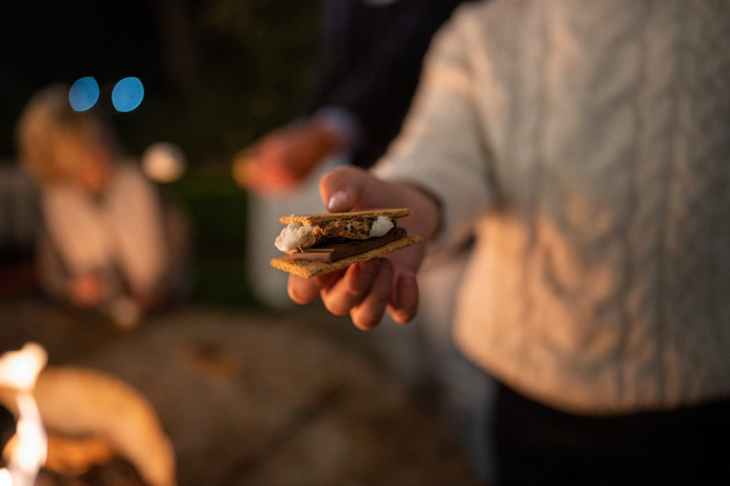 person holding smores